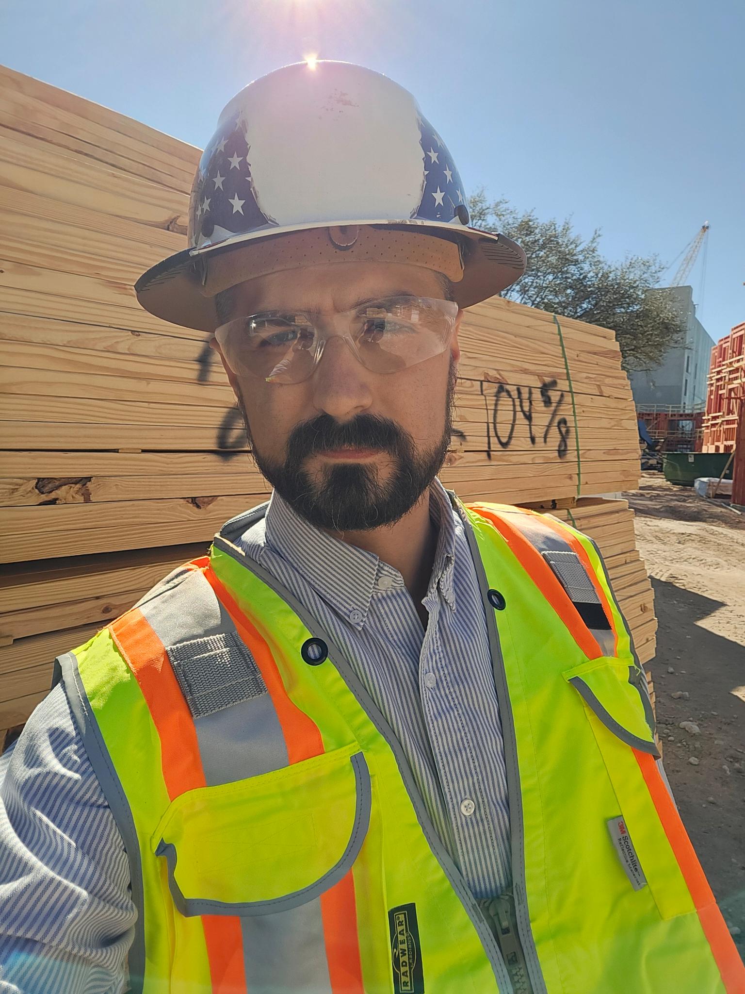 Joshua Rystedt on a construction site